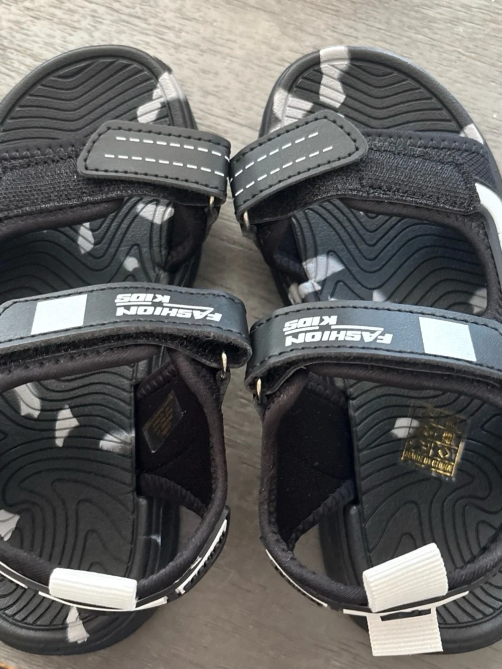 Kids Black Camouflage Sport Sandals -
